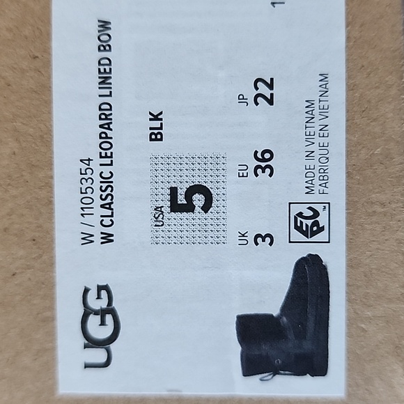 UGG black short classic boot leopard lining bow in back-5 - Picture 12 of 13